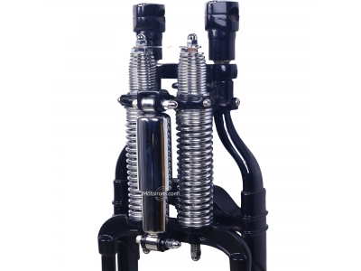 Inline Spring Fork Assembly Black with Chrome brake bracket for Harley-Davidson FL SOFTAIL