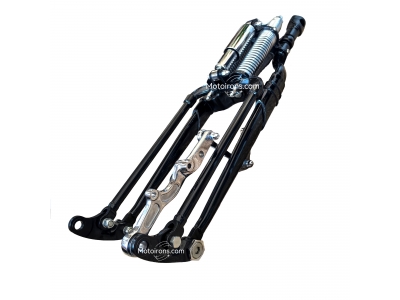 Inline Spring Fork Assembly Black with Chrome brake bracket for Harley-Davidson FL SOFTAIL