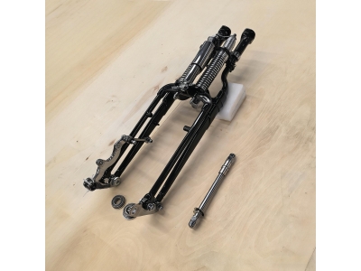 Black Inline Spring Fork Assembly with Chrome Caliper bracket assembly  for Harley-Davidson FX