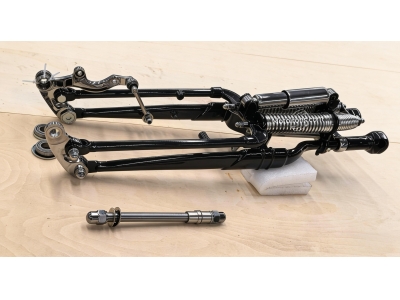 Black Inline Spring Fork Assembly with Chrome Caliper bracket assembly  for Harley-Davidson FX