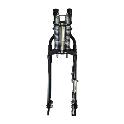 Inline Spring Fork Assembly Black with Chrome brake bracket for Harley-Davidson FL SOFTAIL